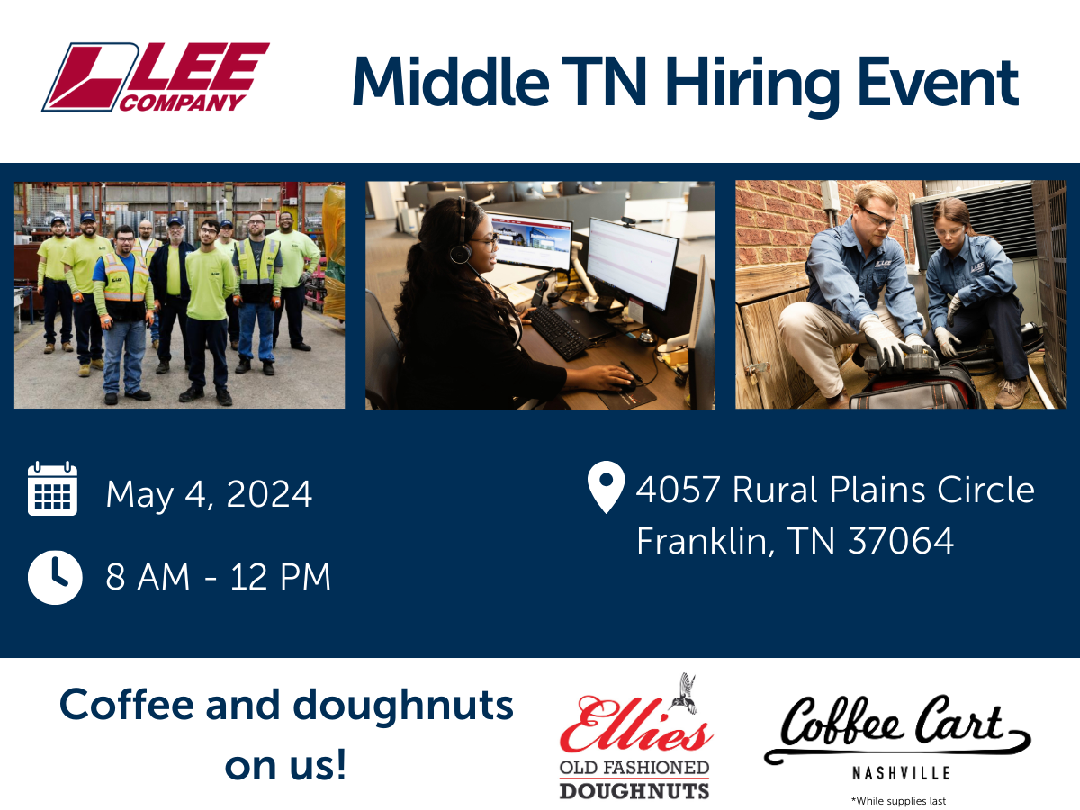 2024 Middle TN Hiring Event- May 4th 8 a.m. to 12 p.m. @ 4057 Rural Plains Circle, Franklin, TN